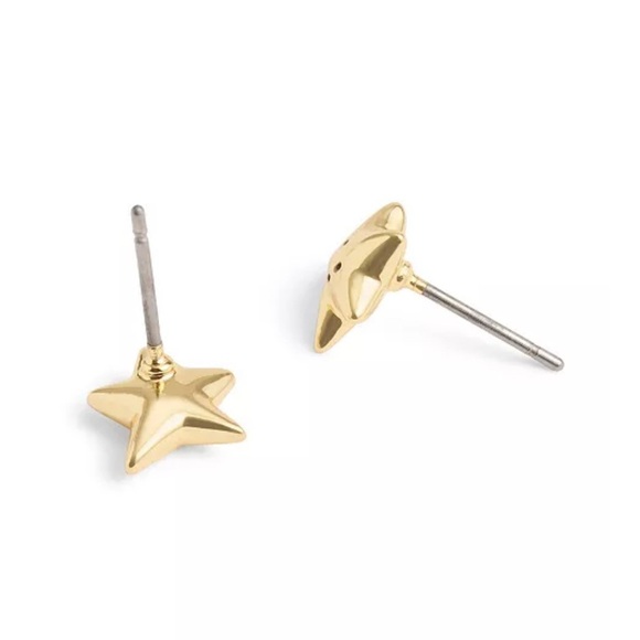 COACH Gold-Tone Smiley Face Star Stud Earrings with Original Coach Pouch NEW - Picture 7 of 11